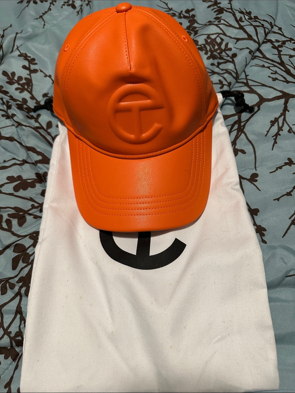 Telfar Orange Embossed Logo Baseball Cap Authentic